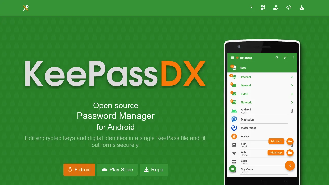 Screenshot of KeePassDX website