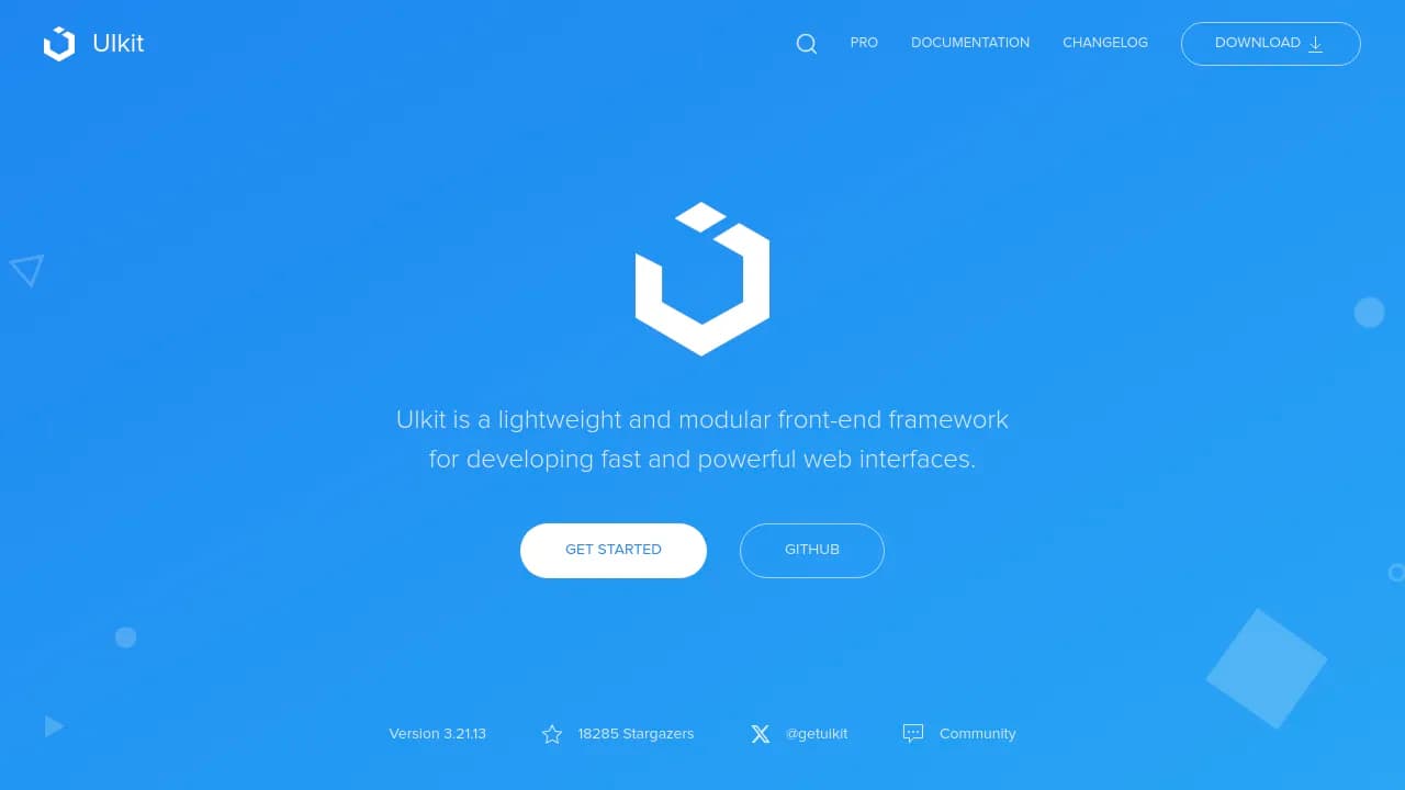 Screenshot of uikit website