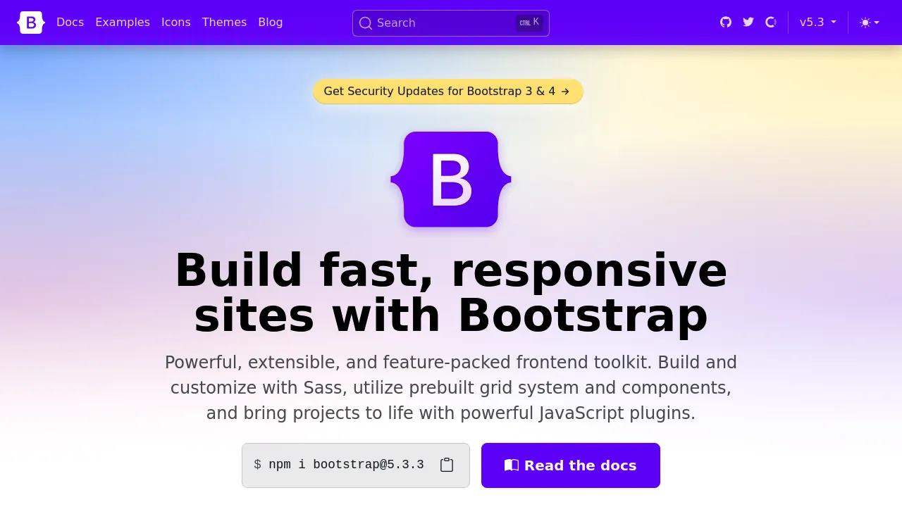 Screenshot of bootstrap website