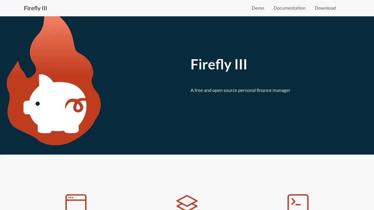 Screenshot of firefly-iii website