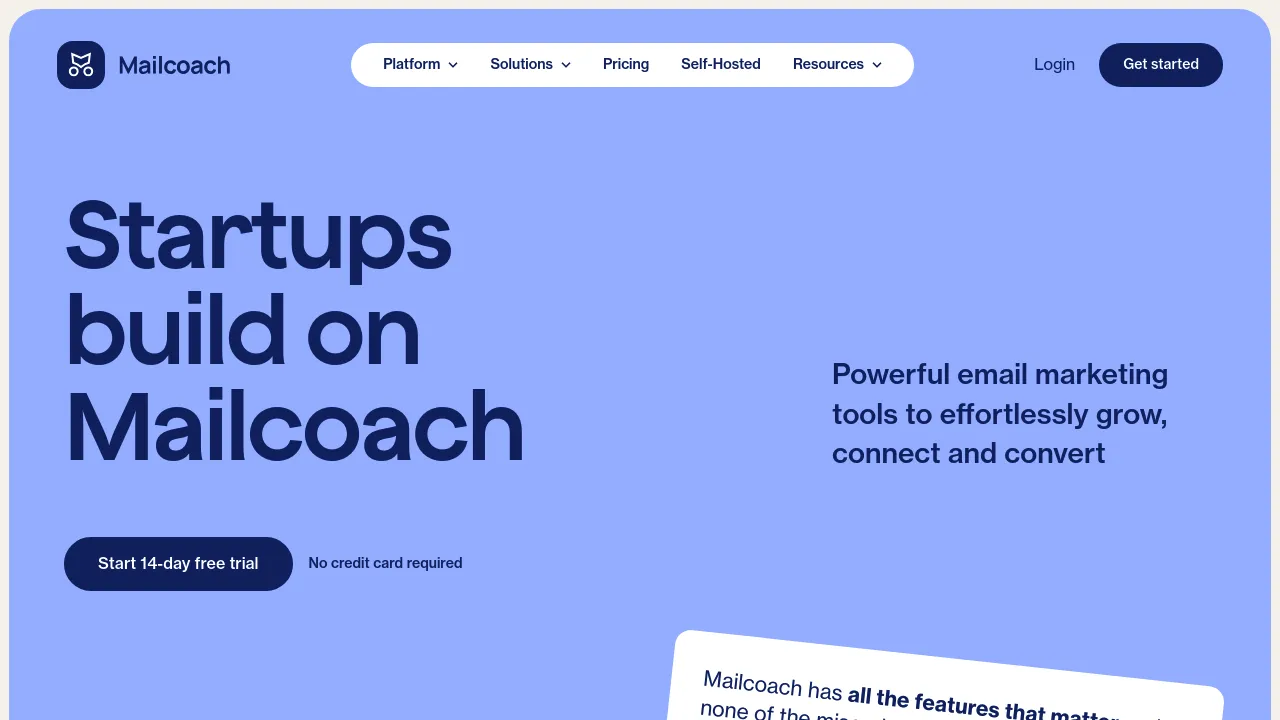 Screenshot of Mailcoach website