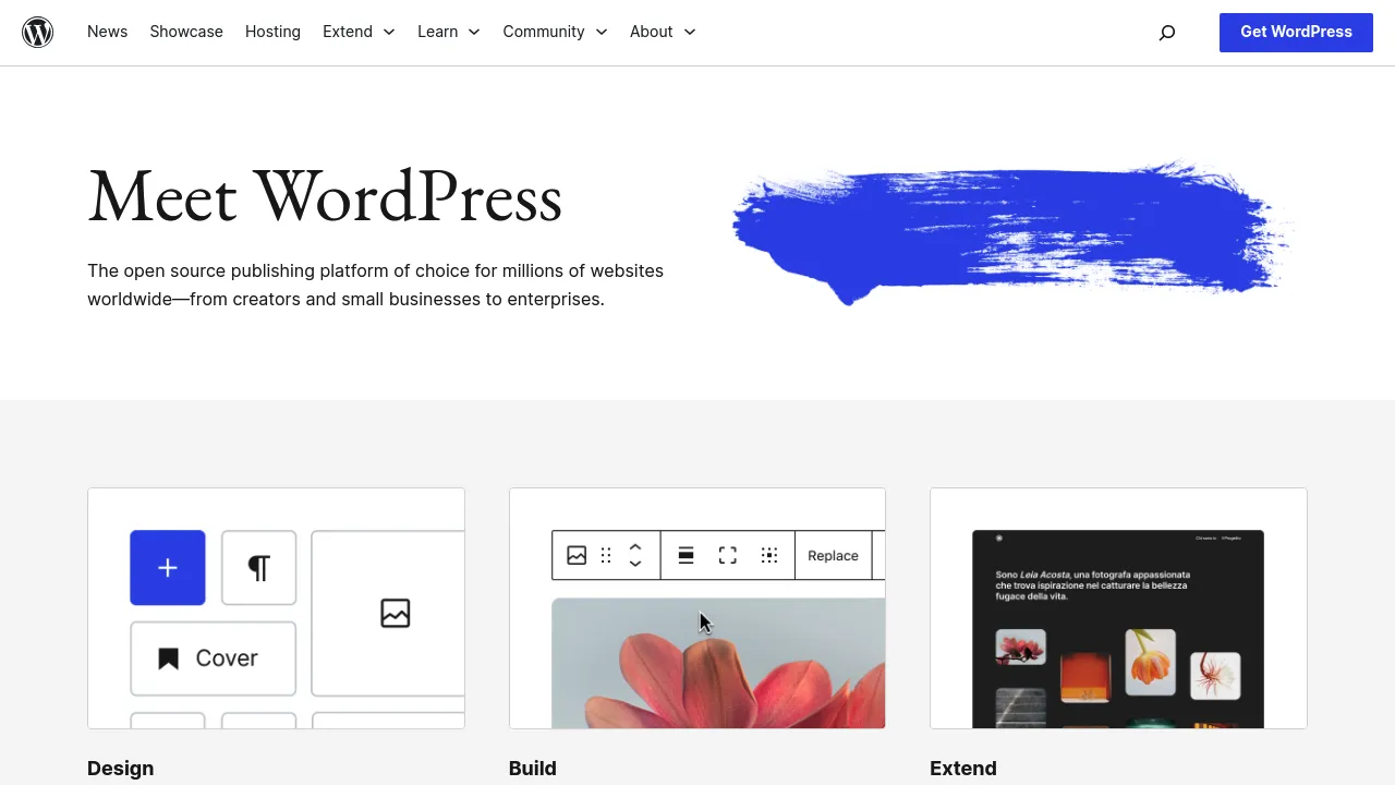 Screenshot of WordPress website