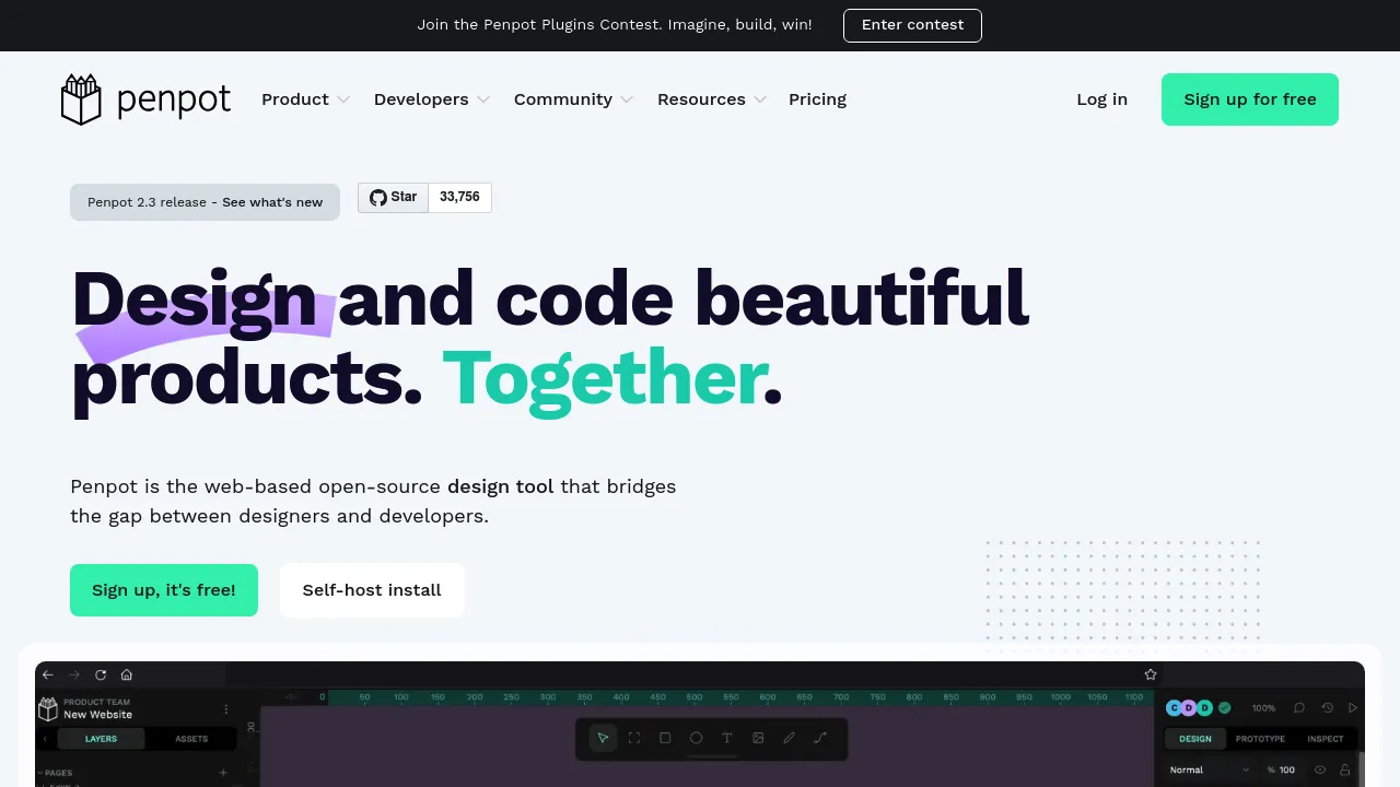 Screenshot of penpot website