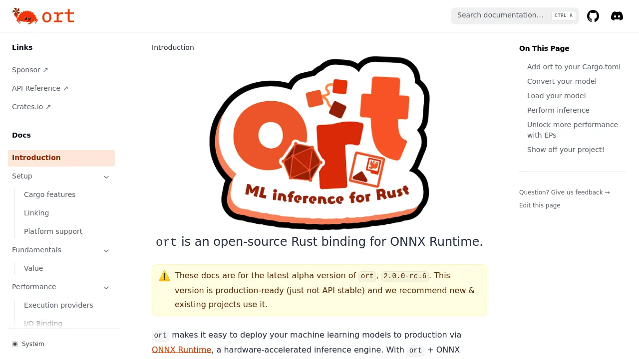 Screenshot of ort website