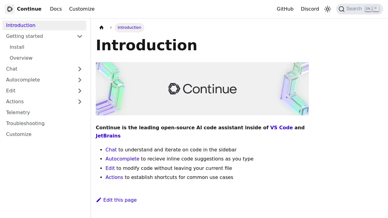 Screenshot of continue website