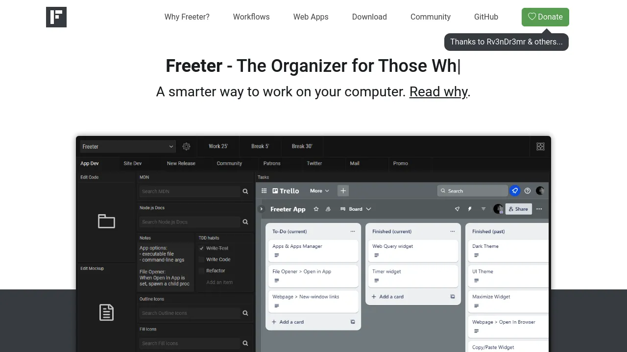 Screenshot of Freeter website