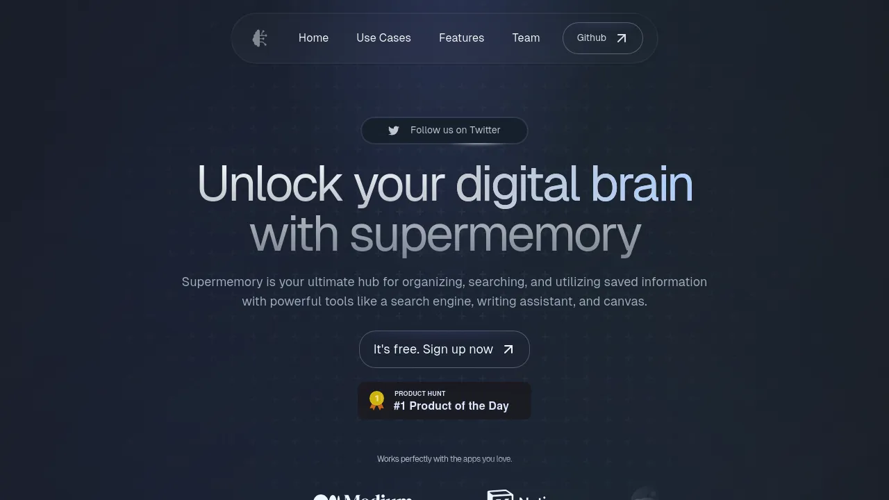 Screenshot of supermemory website