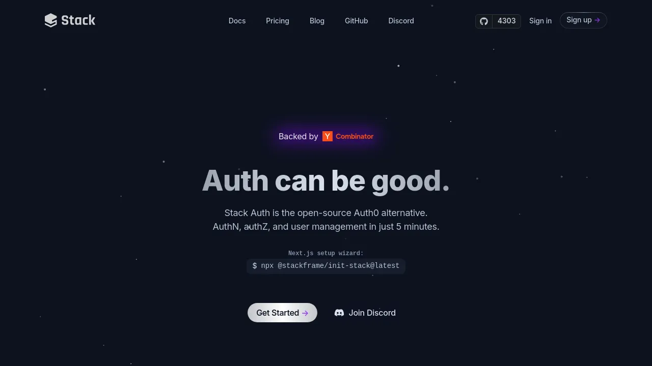 Screenshot of stack-auth website