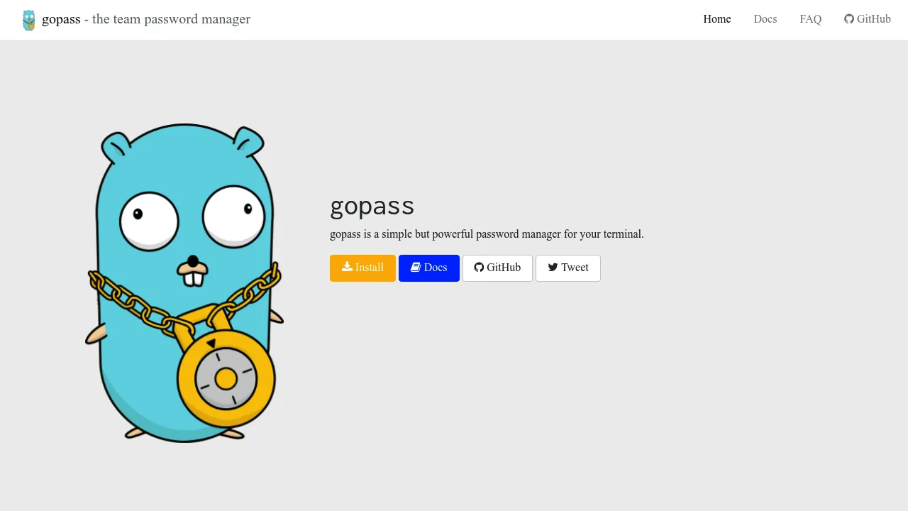 Screenshot of gopass website