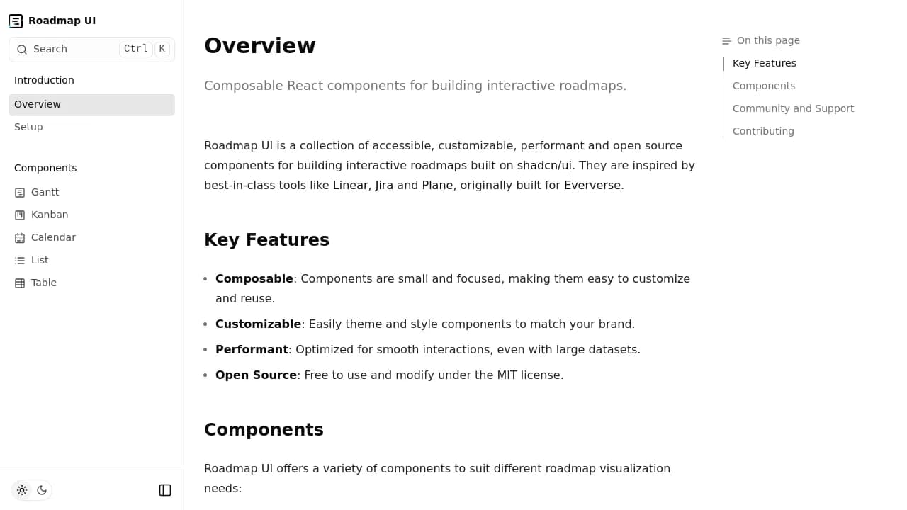 Screenshot of roadmap-ui website