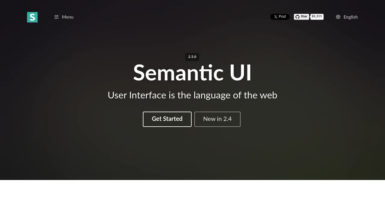 Screenshot of Semantic-UI website