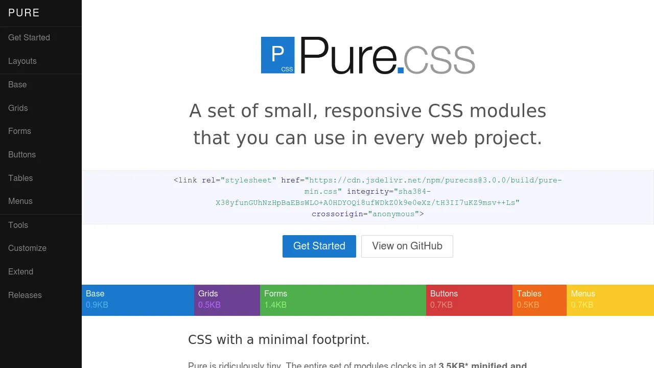 Screenshot of pure website